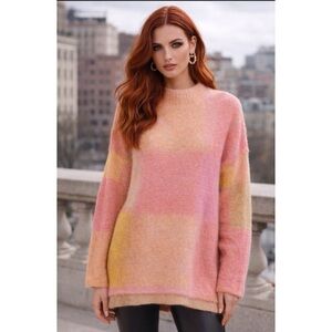 FREE PEOPLE DOMINO ALPACA/WOOL BLEND OVERSIZED SWEATER IN PRAIRIE SUNSET SIZE S